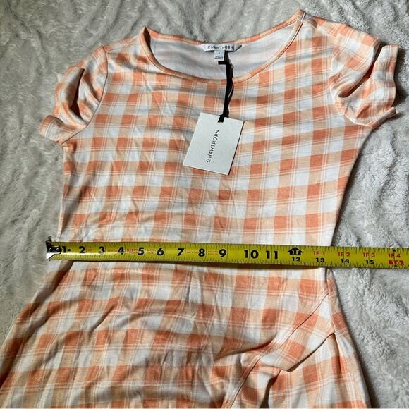 41 Hawthorn Size S Peach White Plaid Knit Pencil Dress NWT Stretch Summer Career - Picture 7 of 13